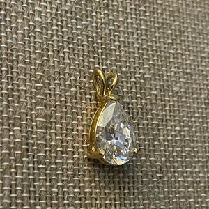 1990’s Tear drop Cubic Zirconia YG Pendant stamped HGE